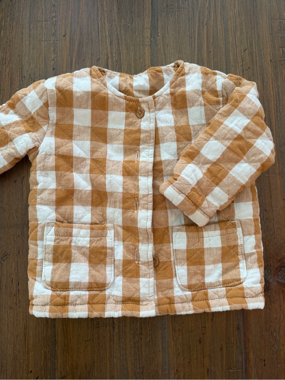 Children's Quilted Long-Sleeve Check Shirt - White & Brown